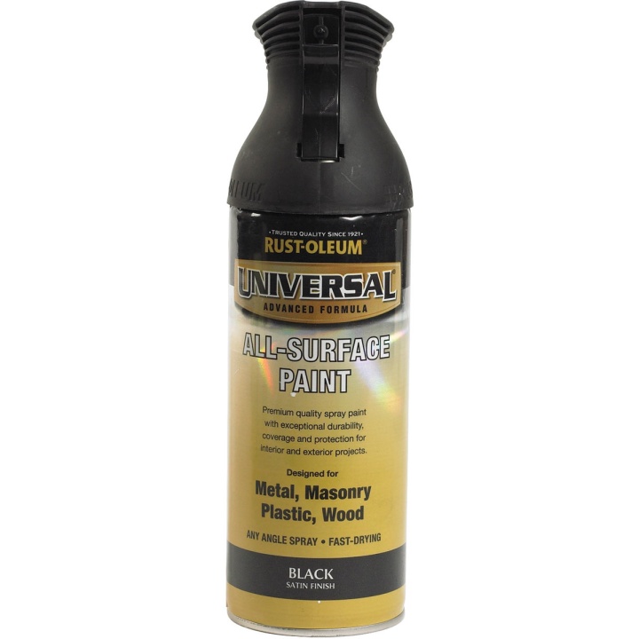 Rust-Oleum Universal All-Surface Spray Paint Satin Black 400ml | Selco