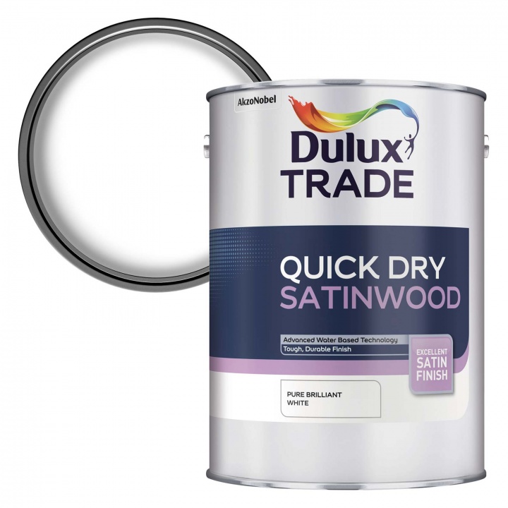 Dulux Trade Quick Dry Satinwood Brilliant White 2.5ltr | Selco