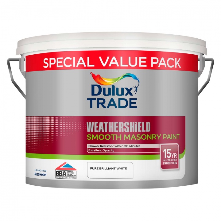 Dulux Trade Weathershield Smooth Masonry Paint Pure Brilliant White 7