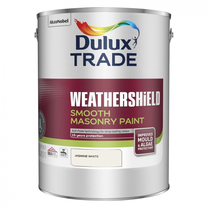 Dulux Trade Weathershield Smooth Masonry Paint Jasmine White 5ltr | Selco