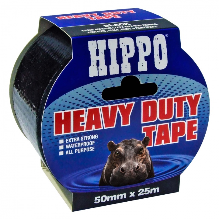 Hippo Black Heavy Duty Tape 50mm X 25m | Selco