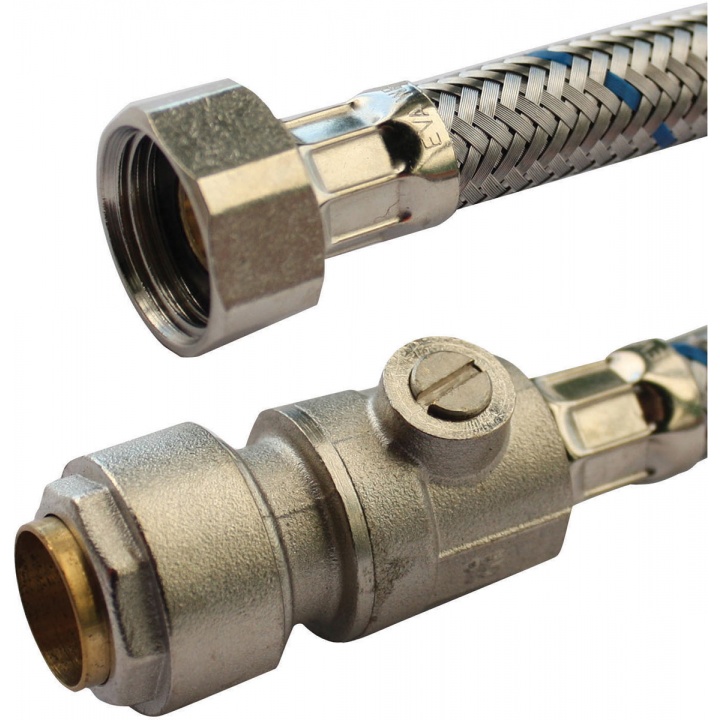 15mm Push Fit Tap Connector With Isolating Valve