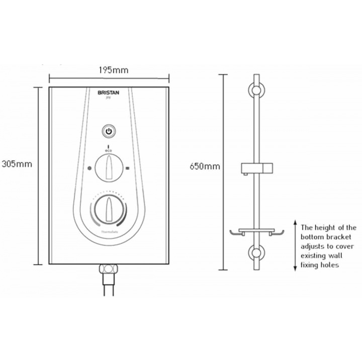 Bristan Joy 8.5kW White & Chrome Thermostatic Electric Shower | Selco