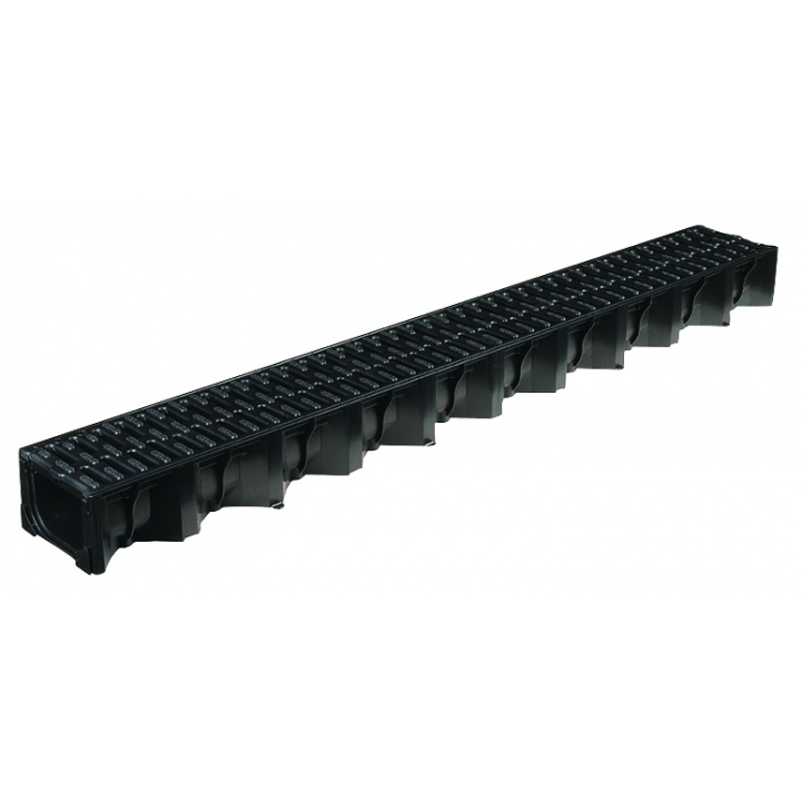 ACO HexDrain 1m Channel With Black Plastic Grating | Selco