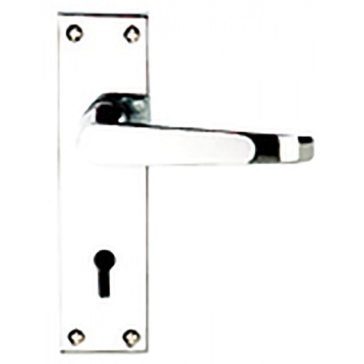 Victorian Lock Door Handles Satin Chrome Plated Selco 9576