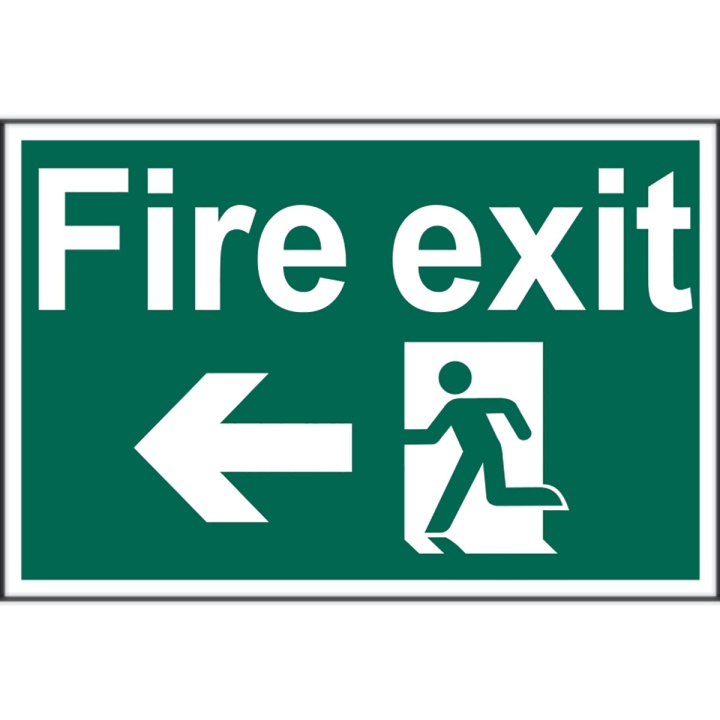 Fire Exit Arrow Left Sign 300 x 200mm Self Adhesive