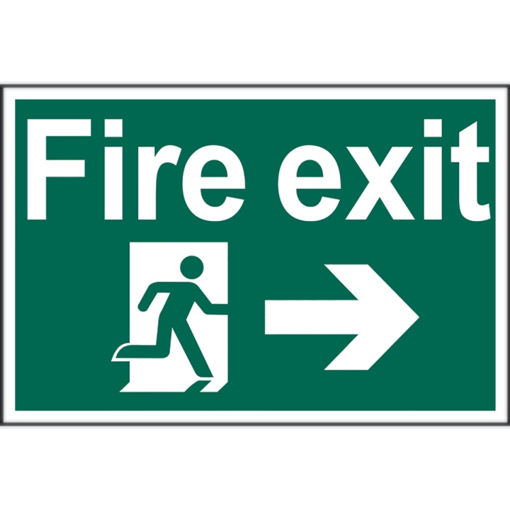 Fire Exit Arrow Right Sign 300 x 200mm Self Adhesive
