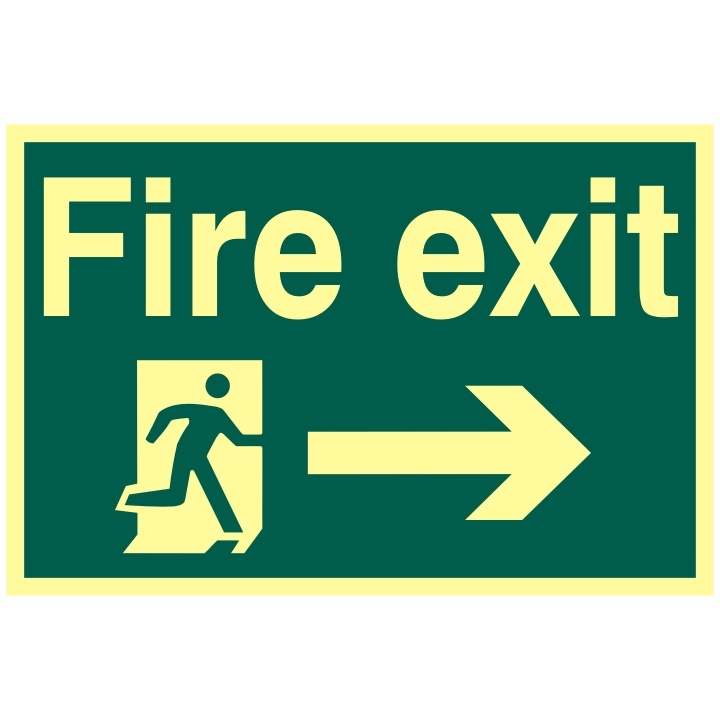 Fire Exit Sign Arrow Right 300 X 200mm Selco 1345