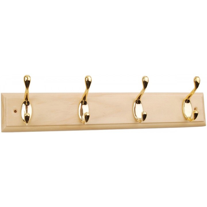 4 Coat Hook Rail Polished Brass | Selco