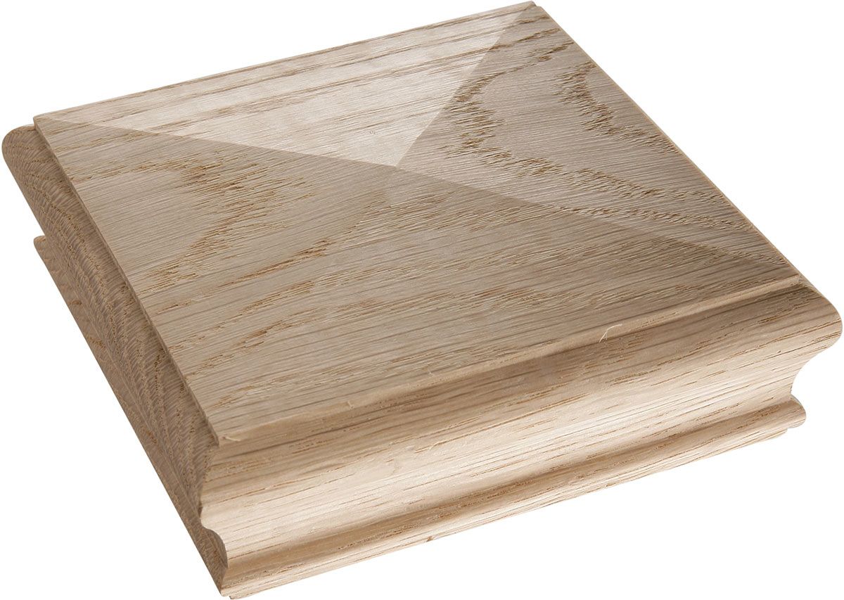 Oak Stair Flat Newel Cap Oak 125 X 125 X 47mm Selco