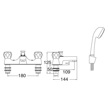 Deva Essentials Altea Bath Shower Mixer Tap with Kit | Selco | Selco