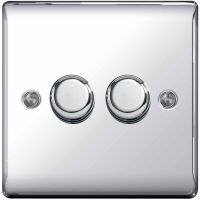 BG Nexus 2 Gang 2 Way Push Dimmer Polished Chrome