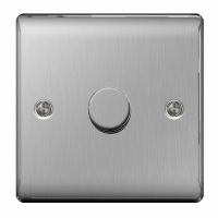 BG Nexus 1 Gang 2 Way Push Dimmer Brushed Steel