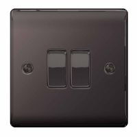 BG Nexus 2 Gang 2 Way Switch Black Nickel