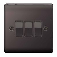 BG Nexus 3 Gang 2 Way Switch Black Nickel