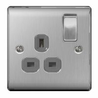 BG Nexus 1 Gang 13A Switched Socket Brushed Steel