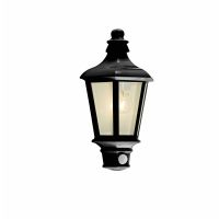 Zinc Pallas Half Lantern With PIR Black IP44