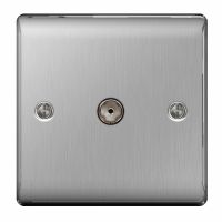 BG Nexus Co-Axial Socket 1 Gang Brushed Steel