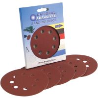 Fine Grade 125mm Random Orbit (8 Holes) Sanding Discs (Pk 5)