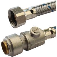 Flexible Tap Connector 22mm x ¾" x 300mm Pushfit Isolator Valve