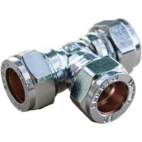 Chrome Compression Equal Tee 15mm