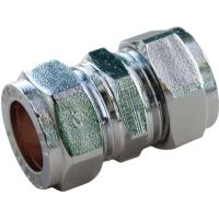 Chrome Compression Straight Coupler 15mm