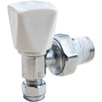 Angled Radiator Valve with Caps 10mm x ½"