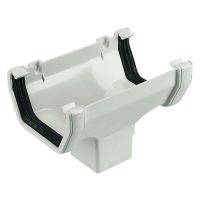 FloPlast White 114mm Square Line Gutter Running Outlet