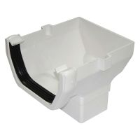 FloPlast White 114mm Square Line Gutter Stop End Outlet