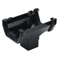 FloPlast Black 114mm Square Line Gutter Running Outlet