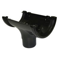 FloPlast Black 112mm Half Round Gutter Running Outlet