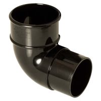 FloPlast Black 68mm Round Downpipe 92.5° Offset Bend