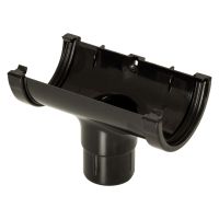 FloPlast Black Miniflo 76mm Half Round Gutter Running Outlet