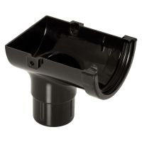 FloPlast Black Miniflo 76mm Half Round Gutter Stop End Outlet