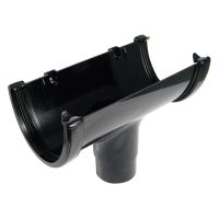 FloPlast Black Hi-Cap 115mm Half Round Gutter Running Outlet