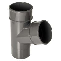 FloPlast Anthracite Grey 68mm Round Downpipe 67.5° Branch