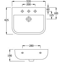 RAK Series 600 1 Tap Hole Basin 520mm