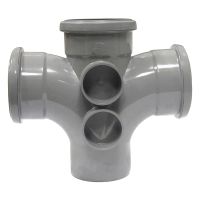 FloPlast Grey 110mm Soil 92.5° Triple Socket Branch