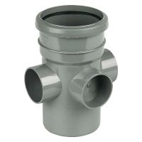 FloPlast Grey 110mm Soil Socket Tail Boss Pipe