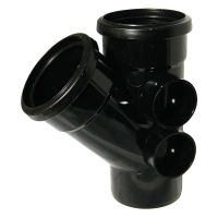 FloPlast Black 110mm Soil 135° Double Socket Branch