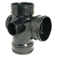 FloPlast Black 110mm Soil 92.5° Triple Solvent Socket Access Branch