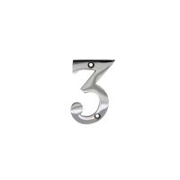 No 3 Numeral Polished Chrome 76mm