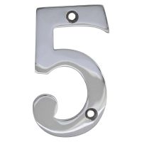 No 5 Numeral Polished Chrome 76mm