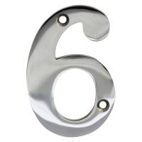 No 6 Numeral Polished Chrome 76mm