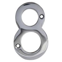 No 8 Numeral  Polished Chrome 76mm