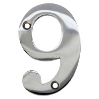 No 9 Numeral Polished Chrome 76mm