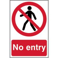 No Entry Sign 200 x 300mm Self Adhesive