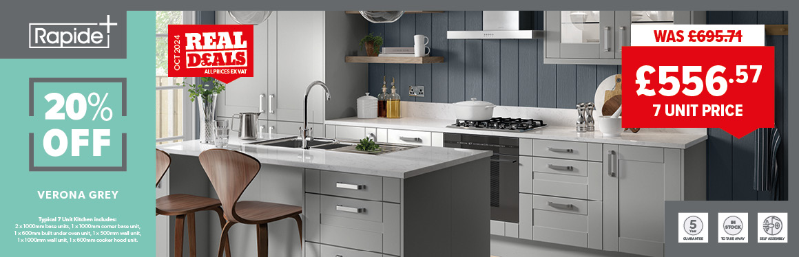 October Real Deals 20% off Verona Grey Kitchen