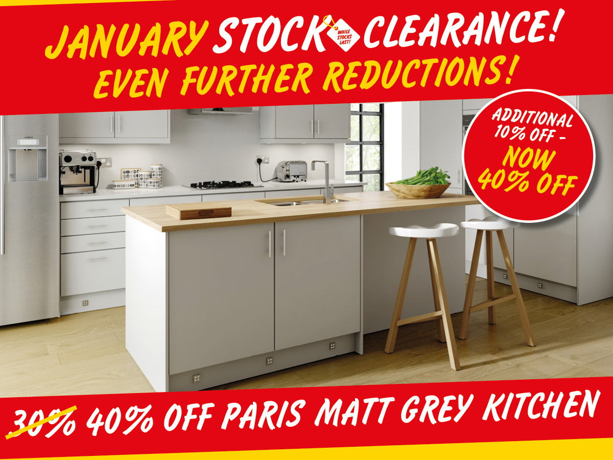 40% off Paris Matt Grey Kitchen