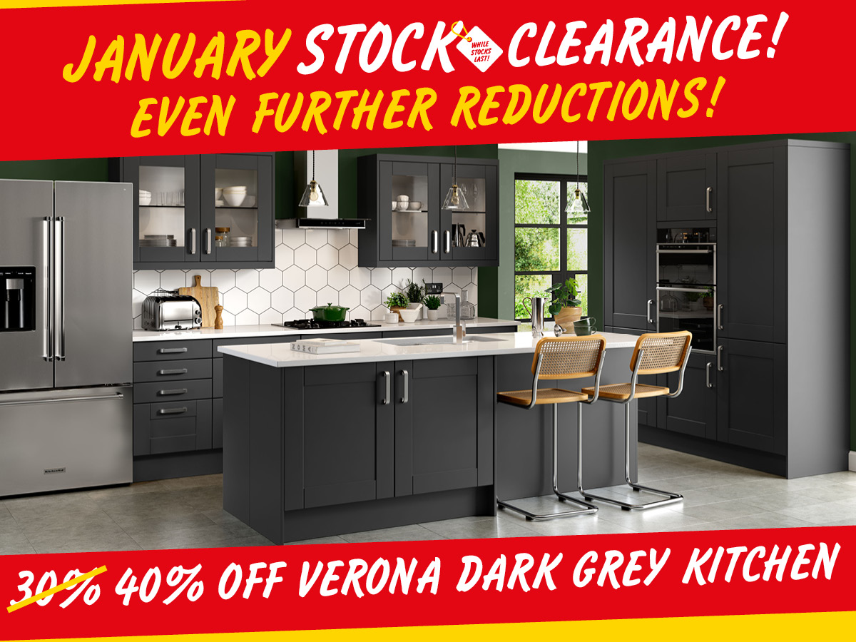 40% off Verona Dark Grey Kitchen